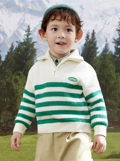 Balabala Kids Unisex Green White Hue Sweater