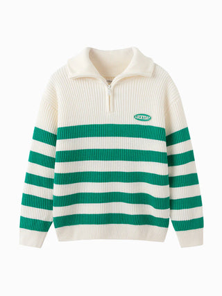 Luckyday Green Stripe Half-Zip Sweater