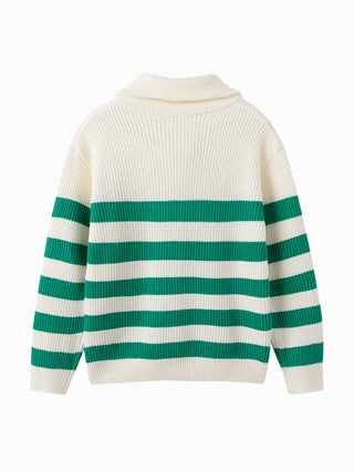 Luckyday Green Stripe Half-Zip Sweater