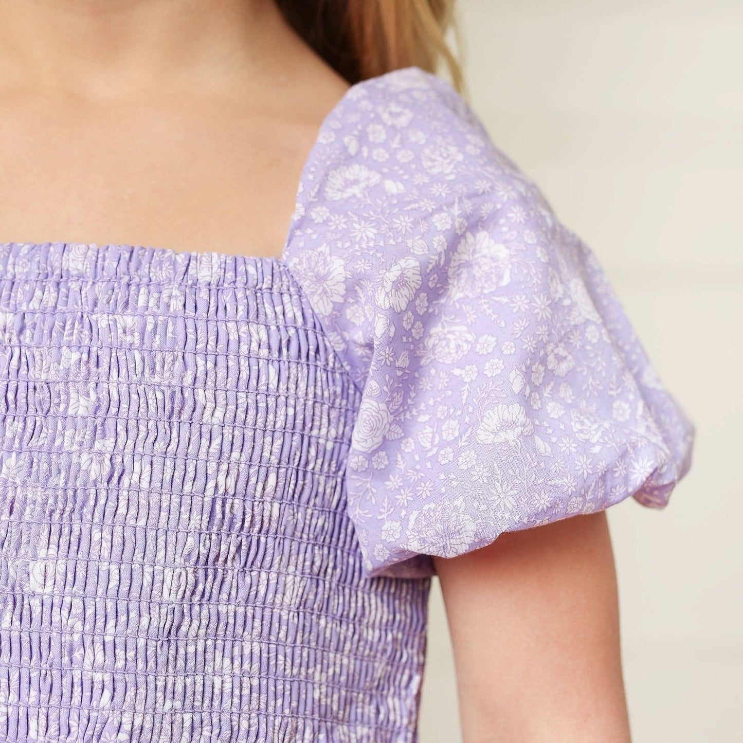 Smocked Bubble Sleeve Dress