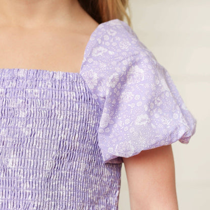 Smocked Bubble Sleeve Dress
