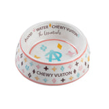 Haute Diggity Dog - White Chewy Vuiton Dog Bowl - 3 Sizes!! Dog Food Bowl: Medium