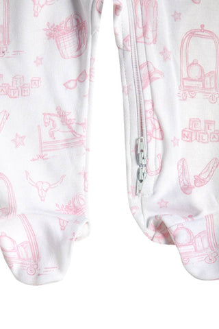 Nellapima - Pink Lone Star Toile Zipper Footie