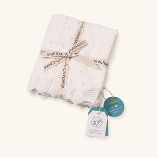 Viverano Organics - Dove White Classic Pointelle Knit Baby Blanket (Organic)
