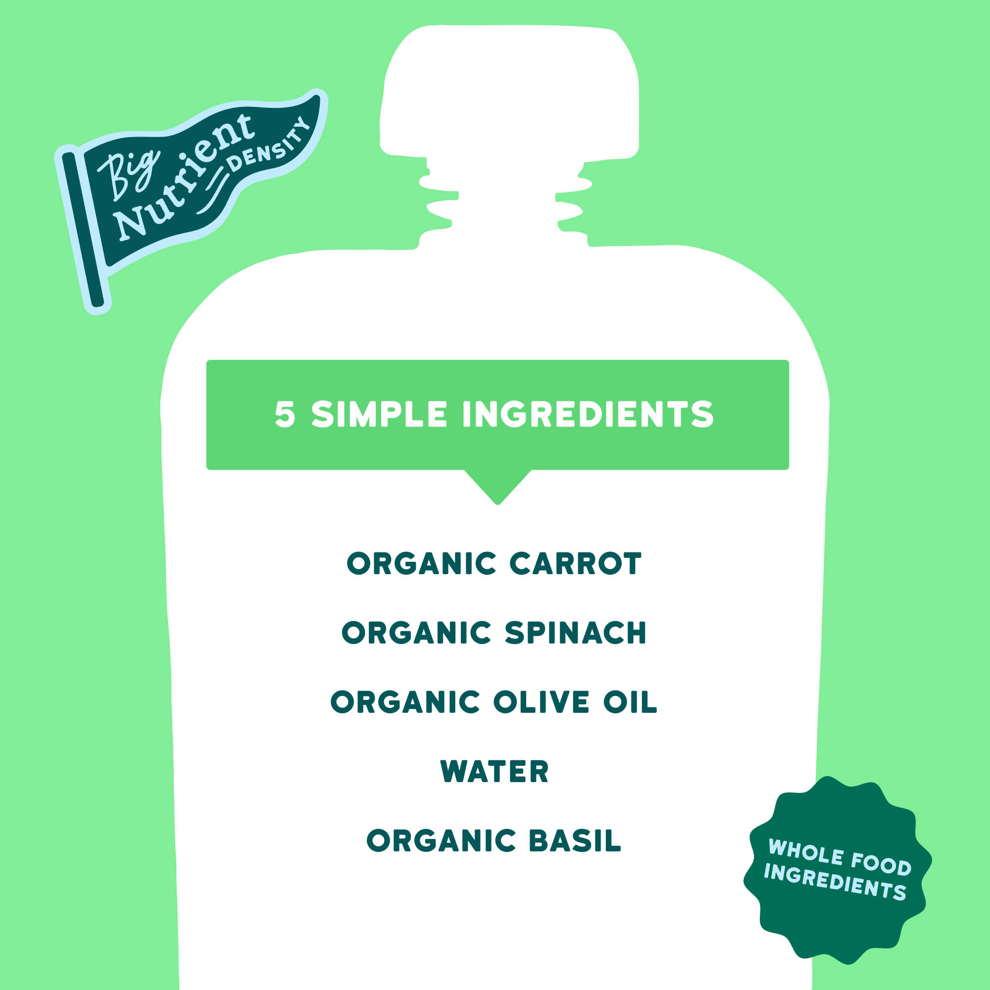 Serenity Kids Organic Carrot, Spinach & Basil with Organic Olive Oil Pouch