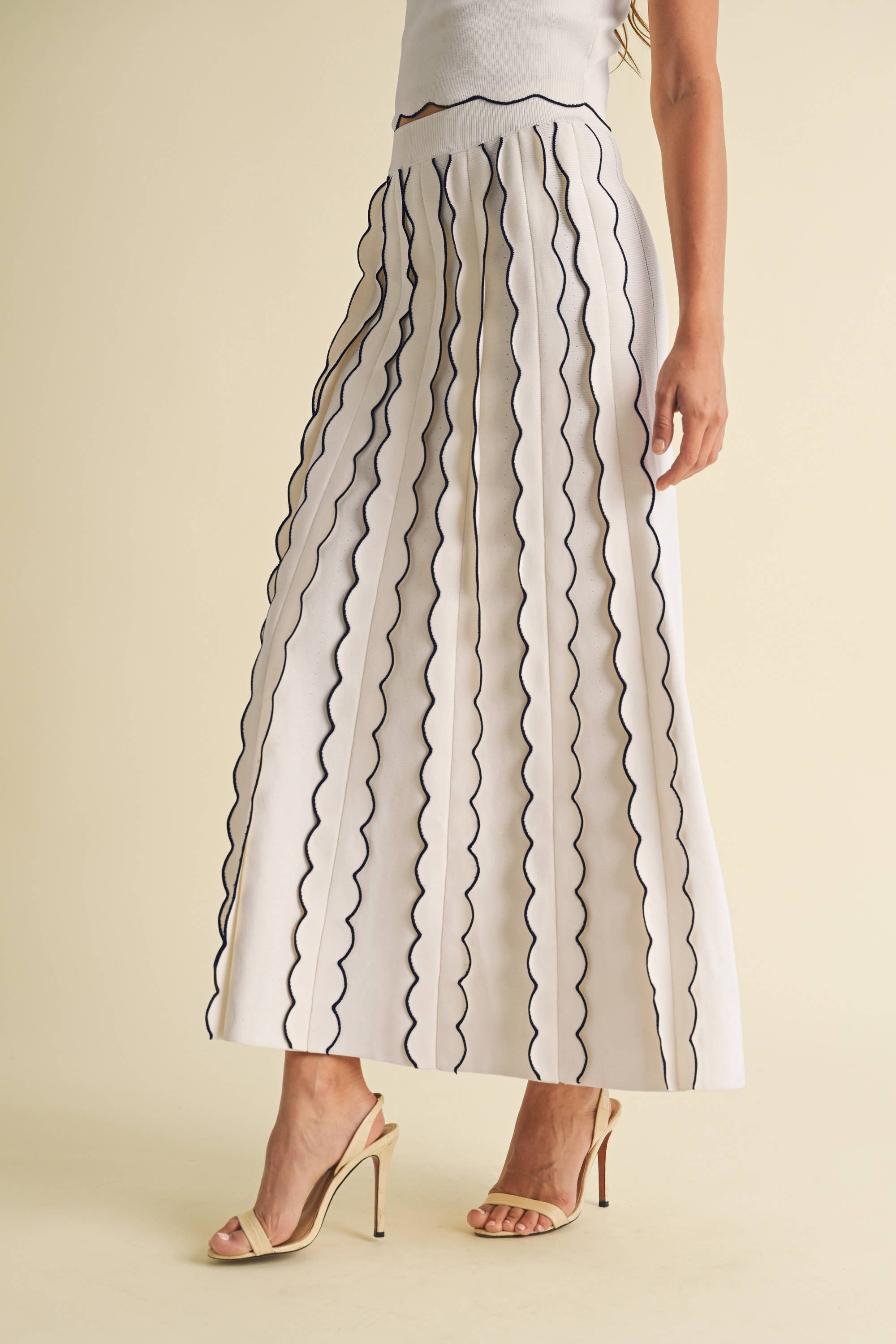 Image of Pleated Sweater Knit Maxi Skirt