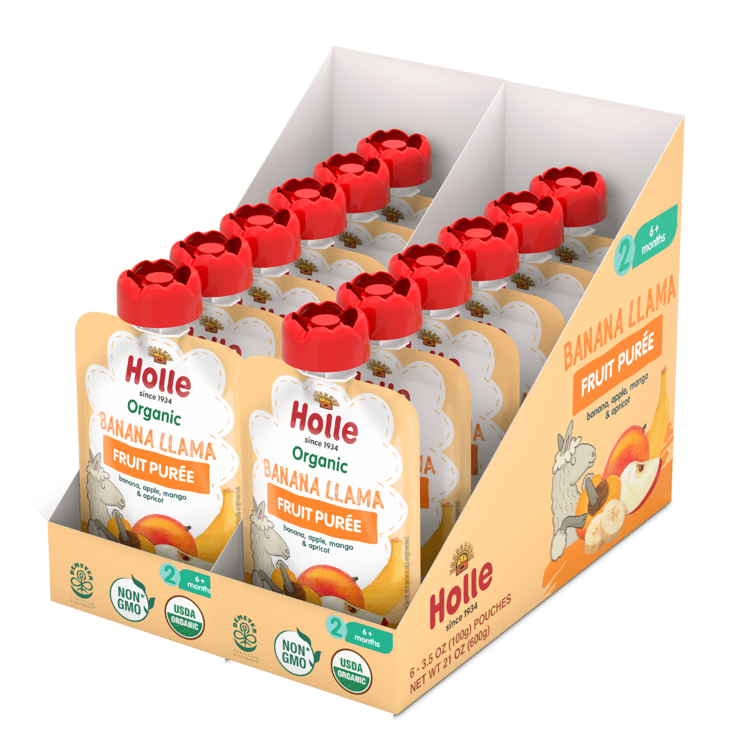 Image of Holle Baby Food Pouches - Organic Fruit Puree - Banana Llama