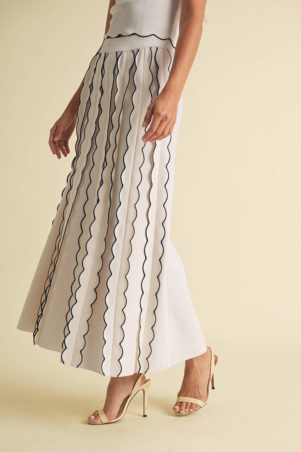 Image of Pleated Sweater Knit Maxi Skirt