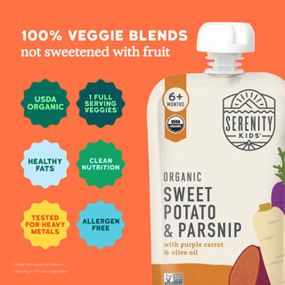 Serenity Kids Organic Sweet Potato & Parsnip with Organic Carrots and Olive Oil Pouch
