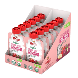 Image of Holle Baby Food Pouches - Organic Fruit & Veggie Puree - Zebra Beet
