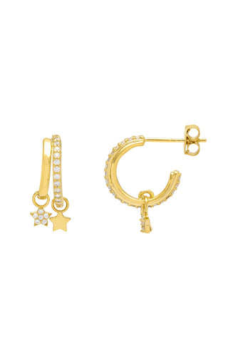 Duo Pave Star Hoops