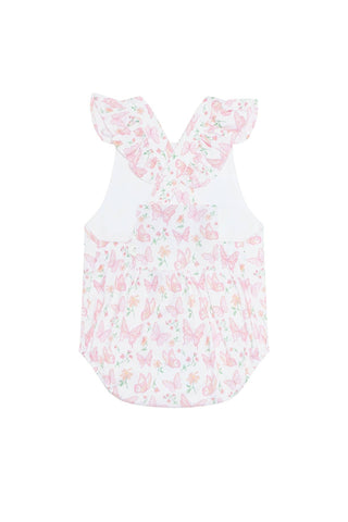 Nellapima - Butterflies Print Ruffle Bubble: Pink / 3 - 6M