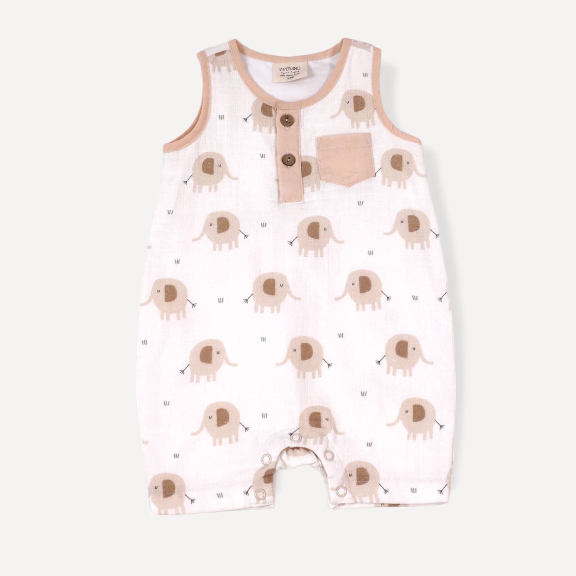 Elephant Henley Baby Romper