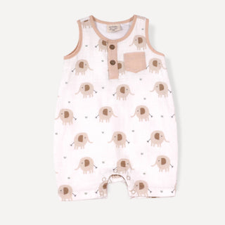 Elephant Henley Baby Romper