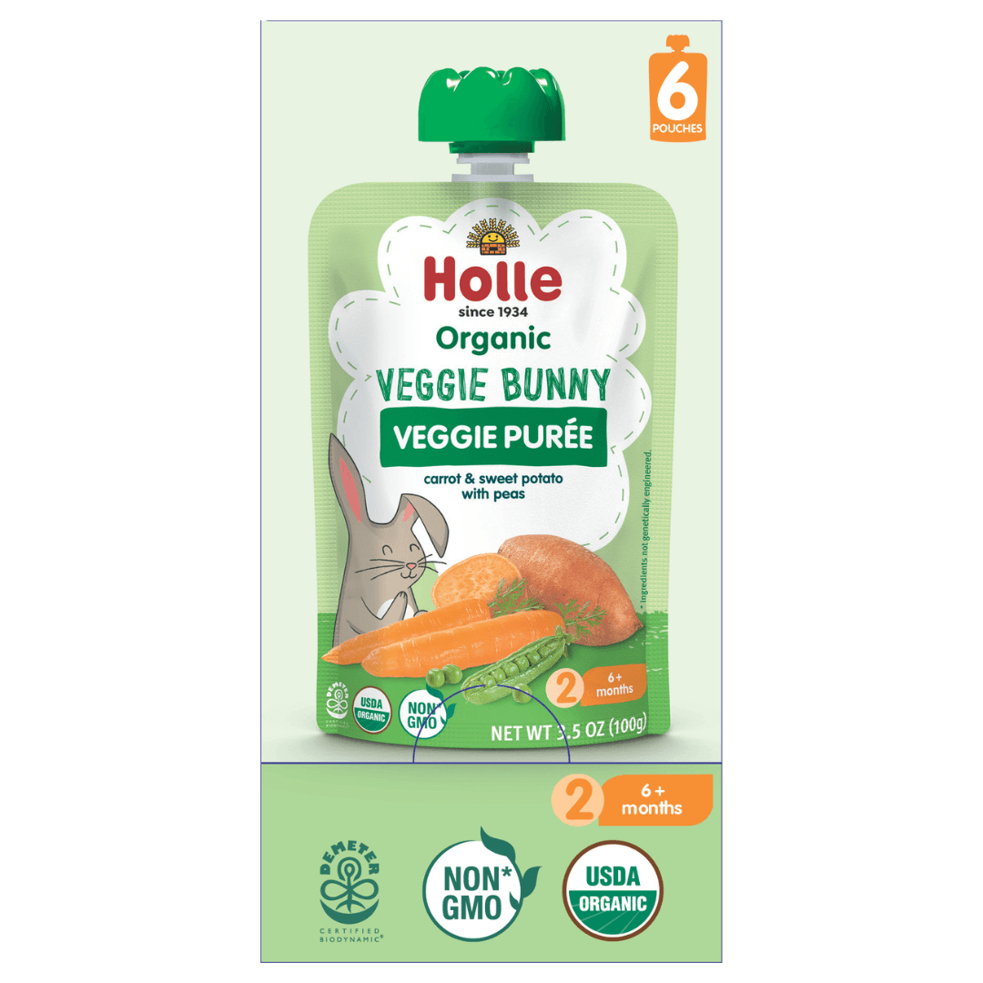 Image of Holle Baby Food Pouches - Organic Veggie Puree - Veggie Bunny