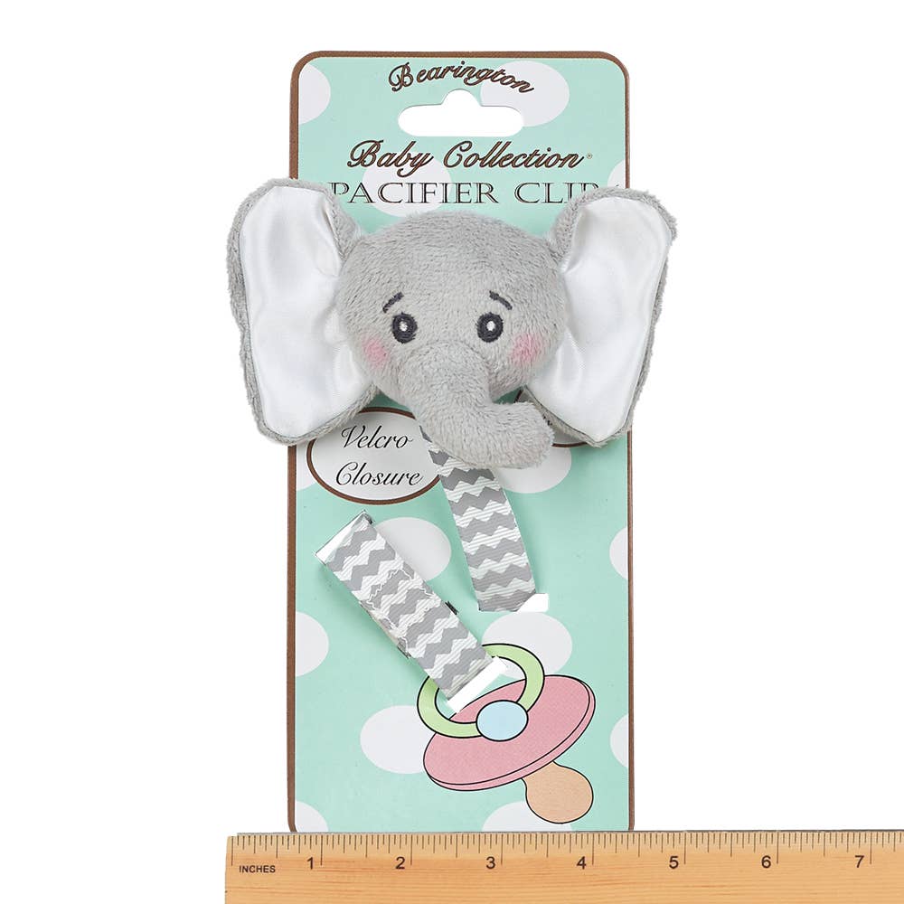 Bearington Collection - Lil' Spout Gray Elephant Pacifier Clip