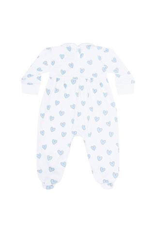 Nellapima - Blue Heart Print Smocked Footie