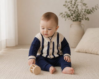 Viverano Organics - Anchor Stripe Knit Baby Cardigan (Organic Cotton)