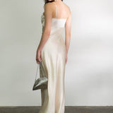 Moon River - SATIN ROSETTE SLEEVELESS MAXI DRESS: BLUSH