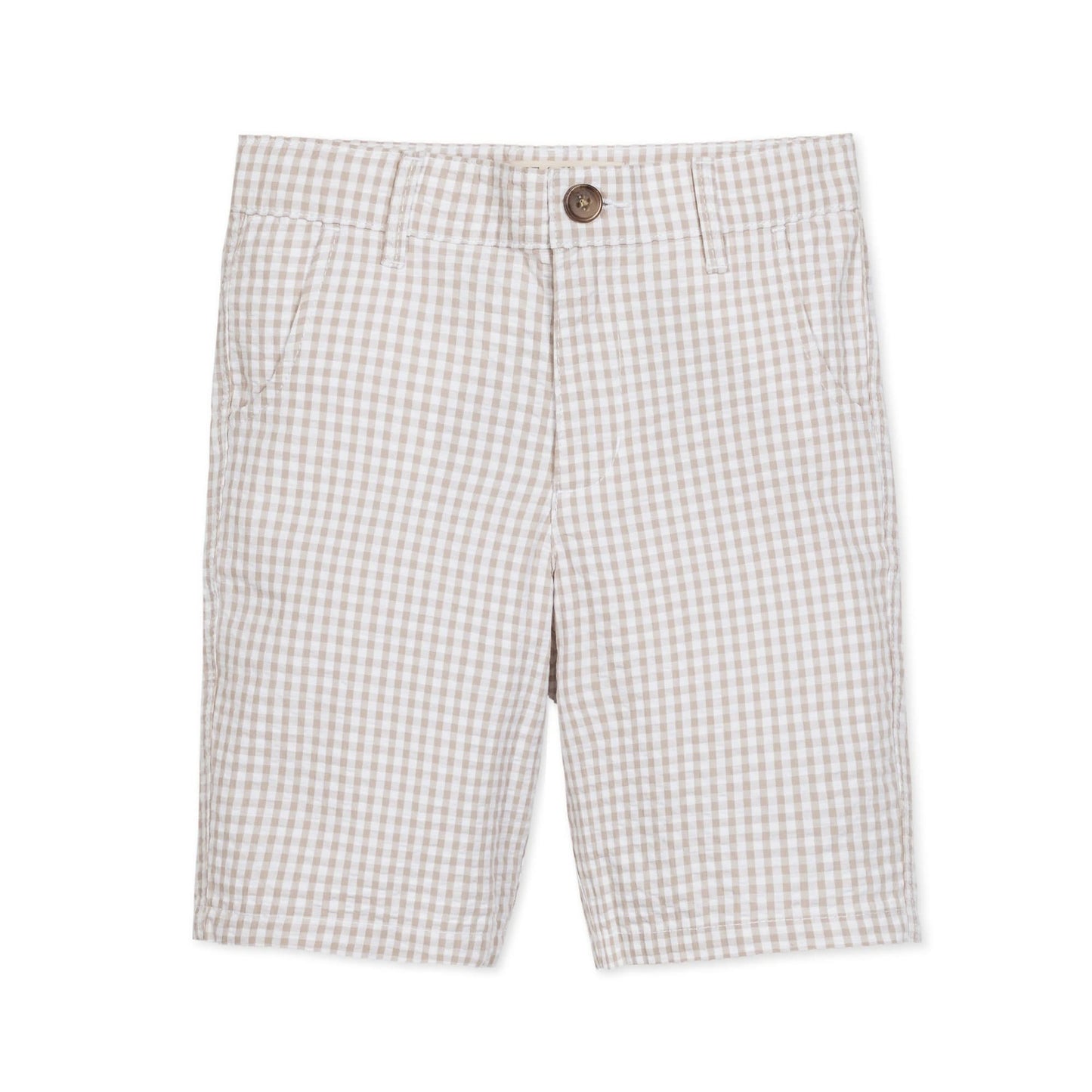 Hope and Henry - Organic Seersucker Short Taupe Gingham