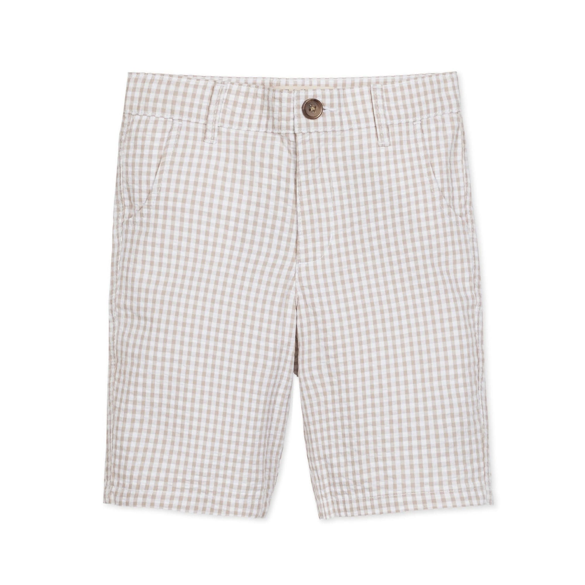 Hope and Henry - Organic Seersucker Short Taupe Gingham