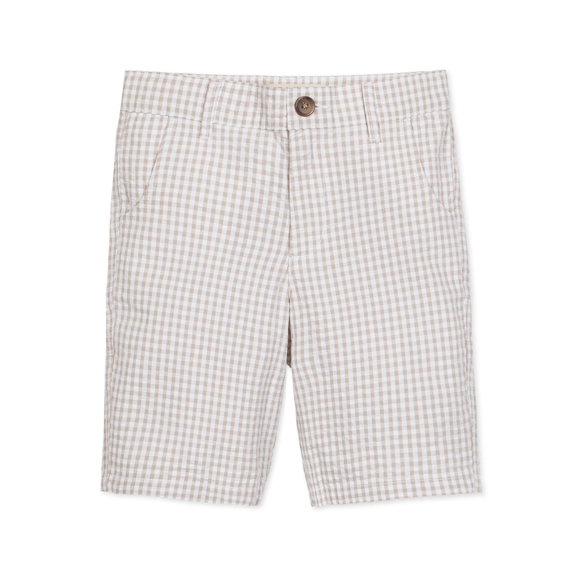Hope and Henry - Organic Seersucker Short Taupe Gingham