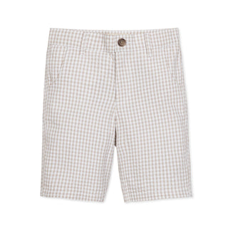 Hope and Henry - Organic Seersucker Short Taupe Gingham