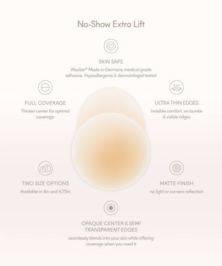 NOOD - No-Show Extra Lift | Reusable Adhesive Lifting Nipple Covers: 4.75in. / No 7 Bronze