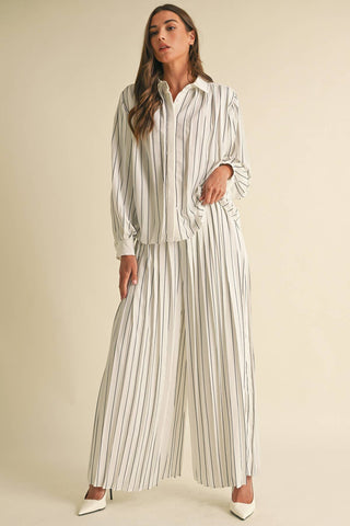 Pleated Stripe Pants