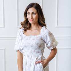 Image of Hope and Henry - Smocked Bubble Sleeve Organic Dress