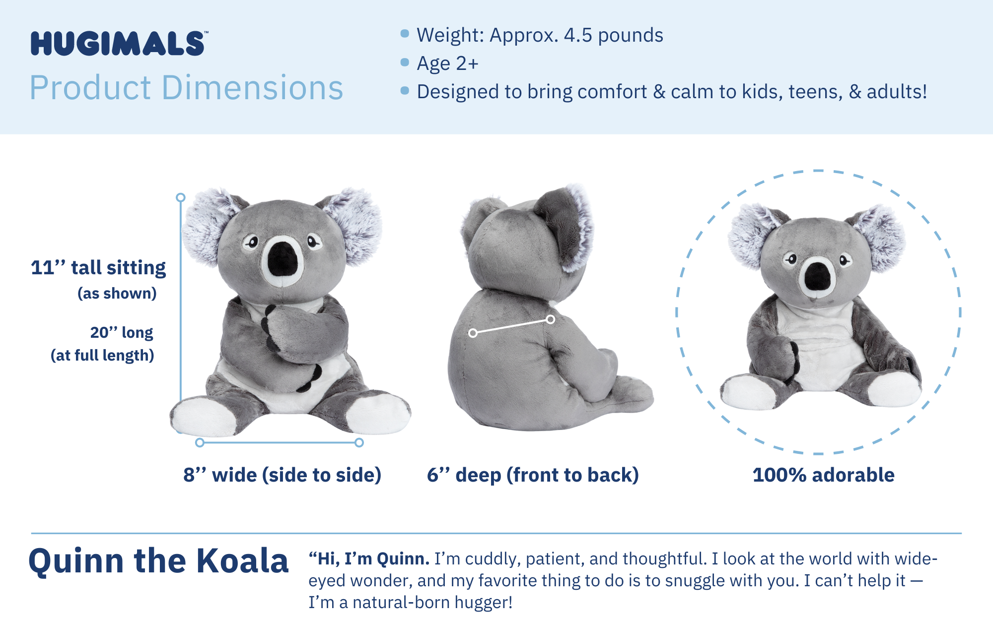 Image of Hugimals World - Quinn the Koala 4.5 lb Weighted Plush Anxiety: Kids & Adults