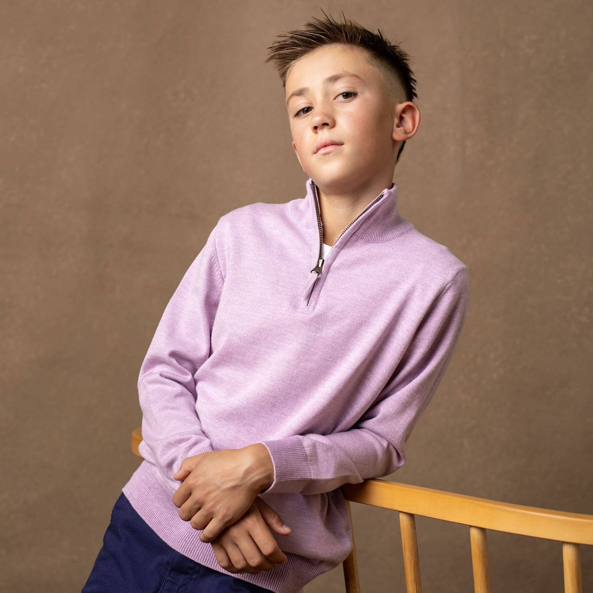 Image of Organic Fine Gauge Half Zip Sweater