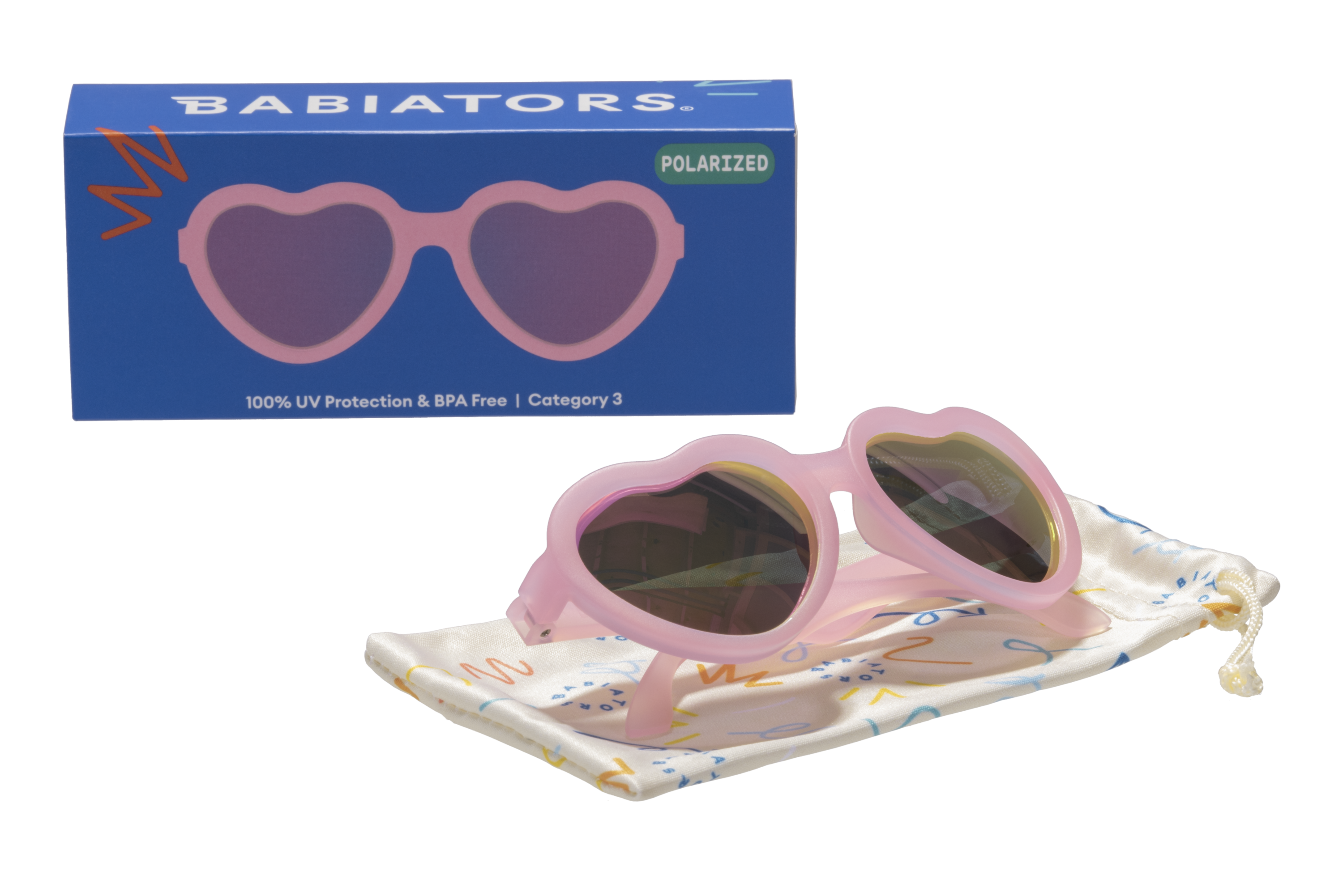 Image of Babiators - Frosted Pink Polarized Heart Sunglasses with Mirrored Lens: Ages 6+