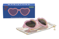 Image of Babiators - Frosted Pink Polarized Heart Sunglasses with Mirrored Lens: Ages 6+