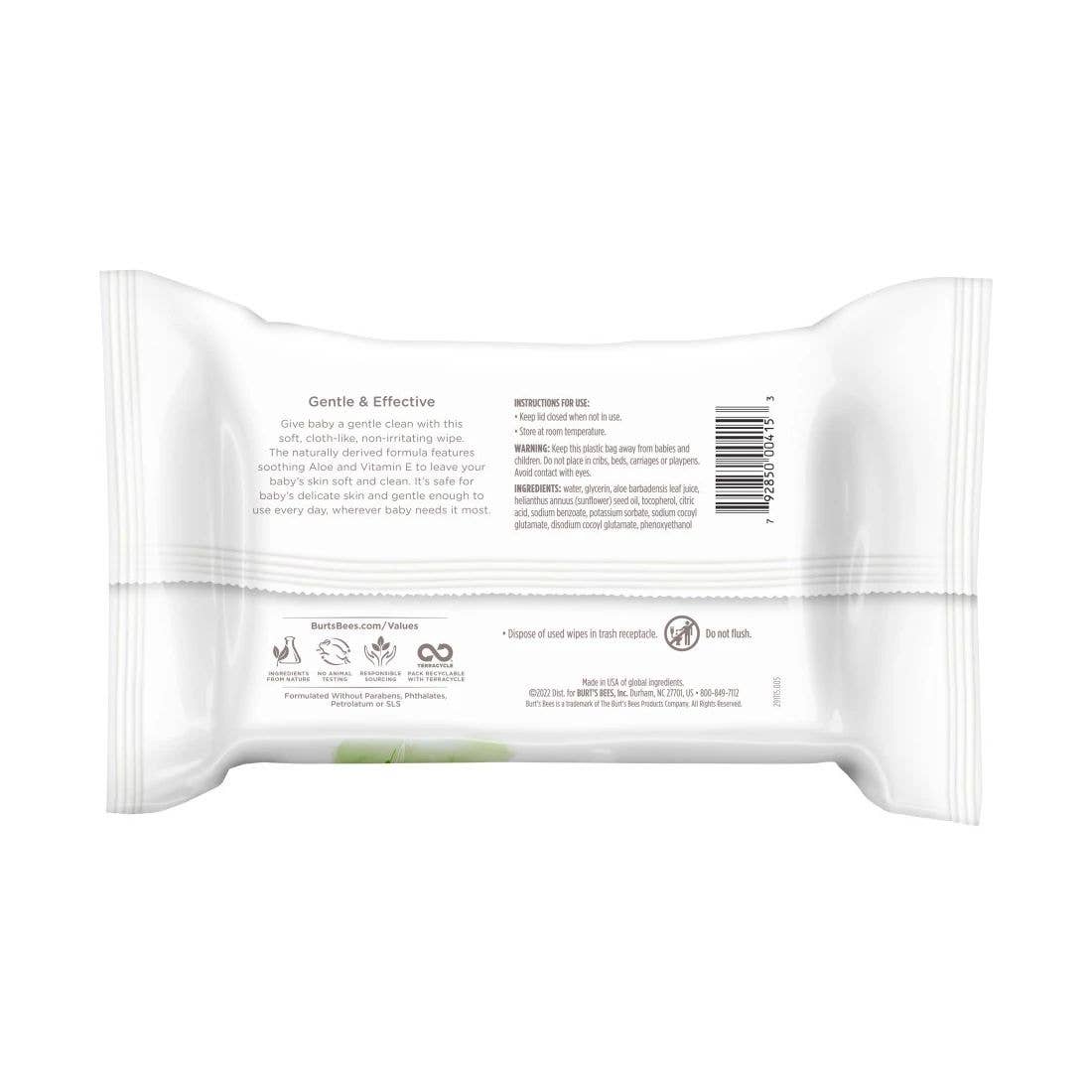 Burt's Bees - Baby Sensitive Wipes With Aloe, 72 ct