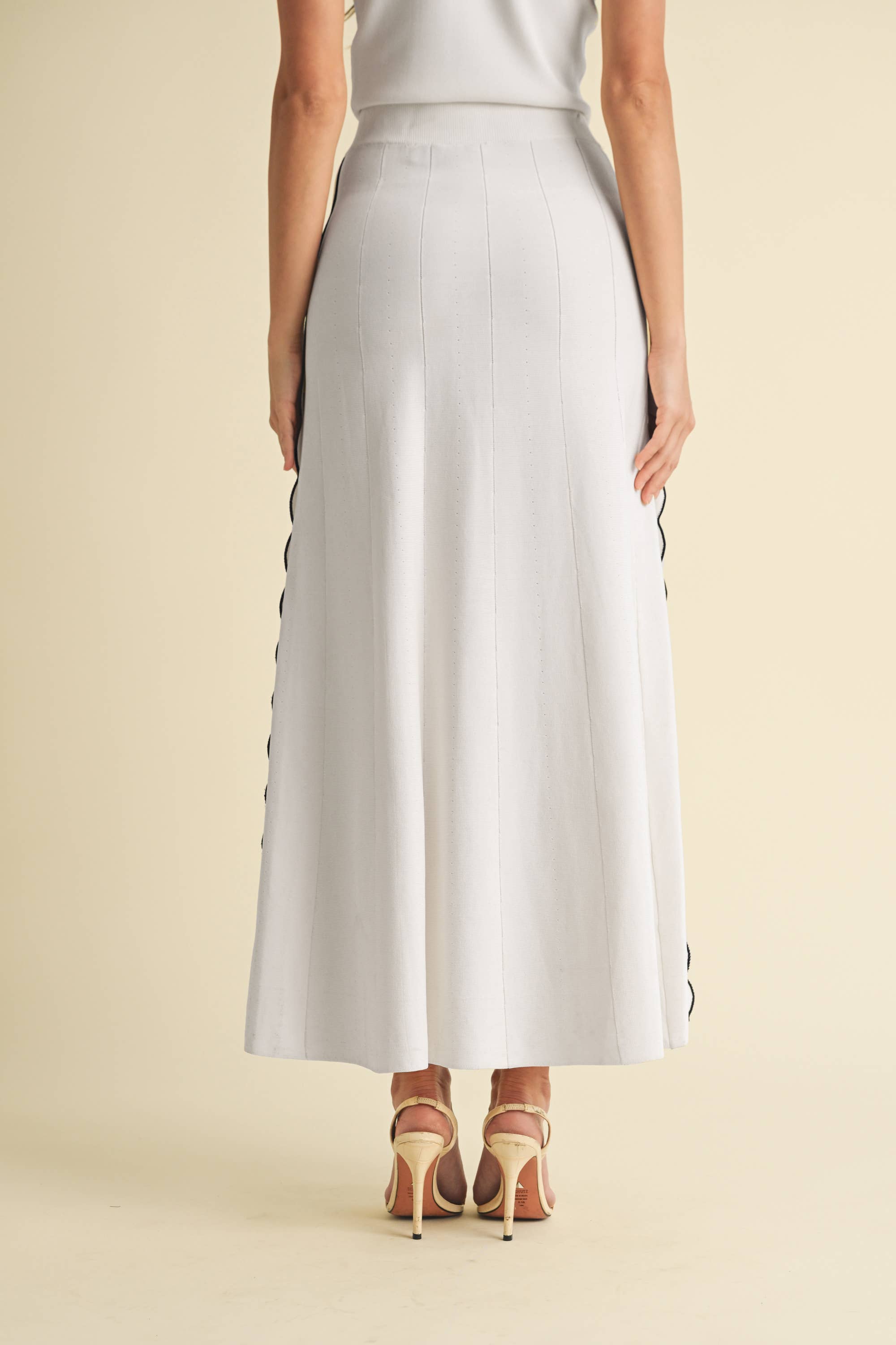 Image of Pleated Sweater Knit Maxi Skirt