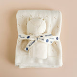 The Blueberry Hill - Blanket Bear Lovey Cream Organic Cotton Baby Gift Summer