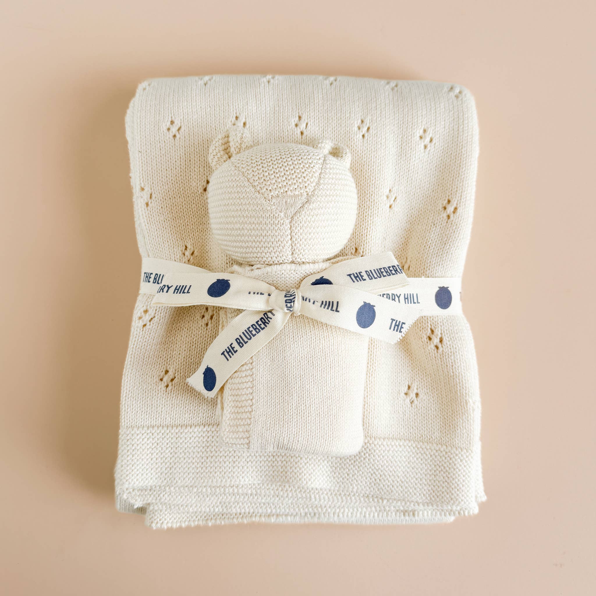Image of The Blueberry Hill - Bear Lovey Cream | Baby Gift Blanket Toy Spring Summer
