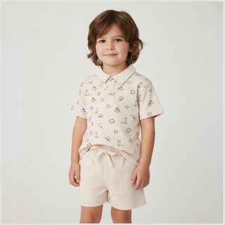 Organic Collar Tee & Shorts Set - Rodeo