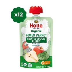 Image of Holle Baby Food Pouches - Organic Fruit & Veggie Puree - Power Parrot