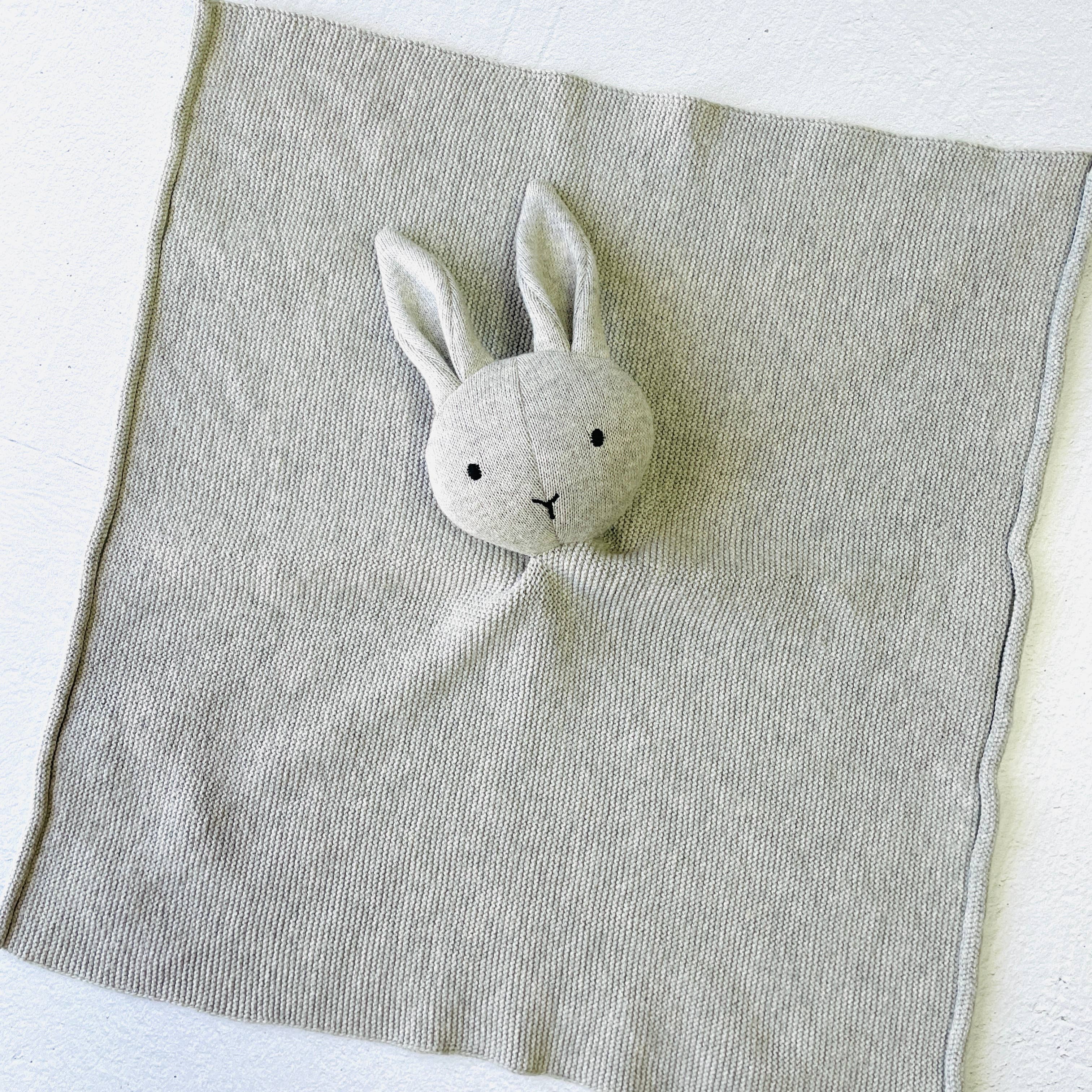 Bunny -Organic Baby Lovey Security Knit Blanket Cuddle Cloth
