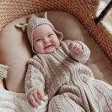 Luna + Luca - Luna + Luca Baby Bear Jumpsuit - Heather Beige: Heather Beige / 12-18m