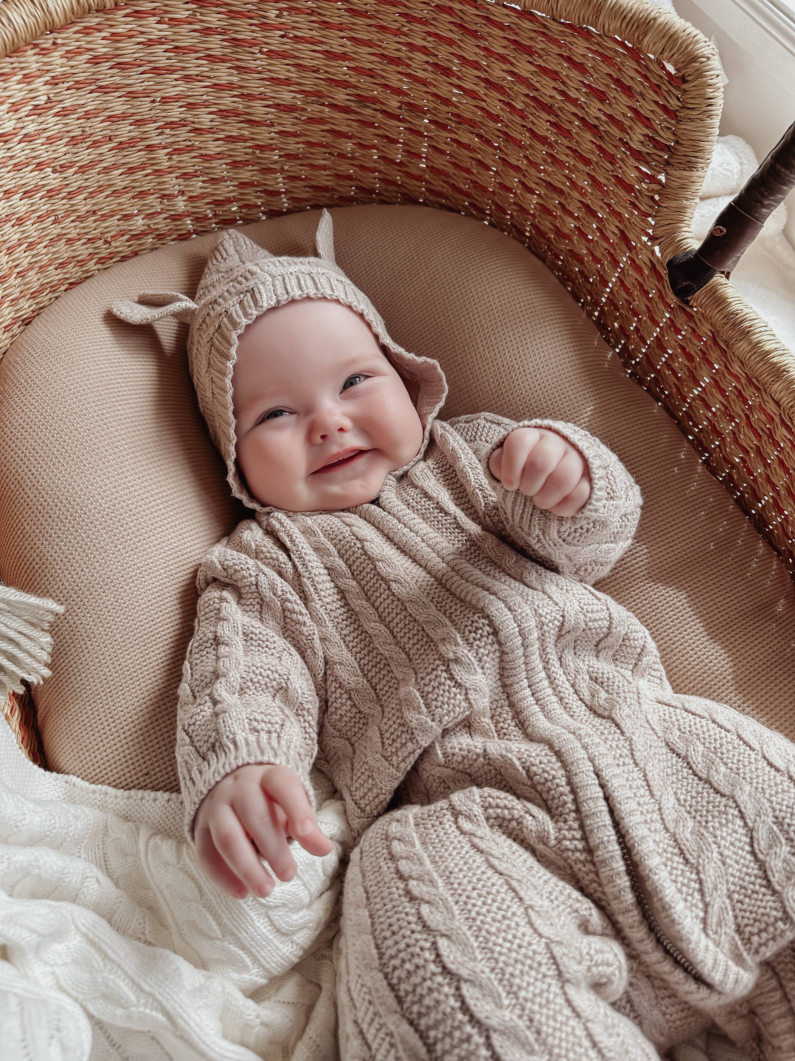 Luna + Luca - Luna + Luca Baby Bear Jumpsuit - Heather Beige: Heather Beige / 12-18m