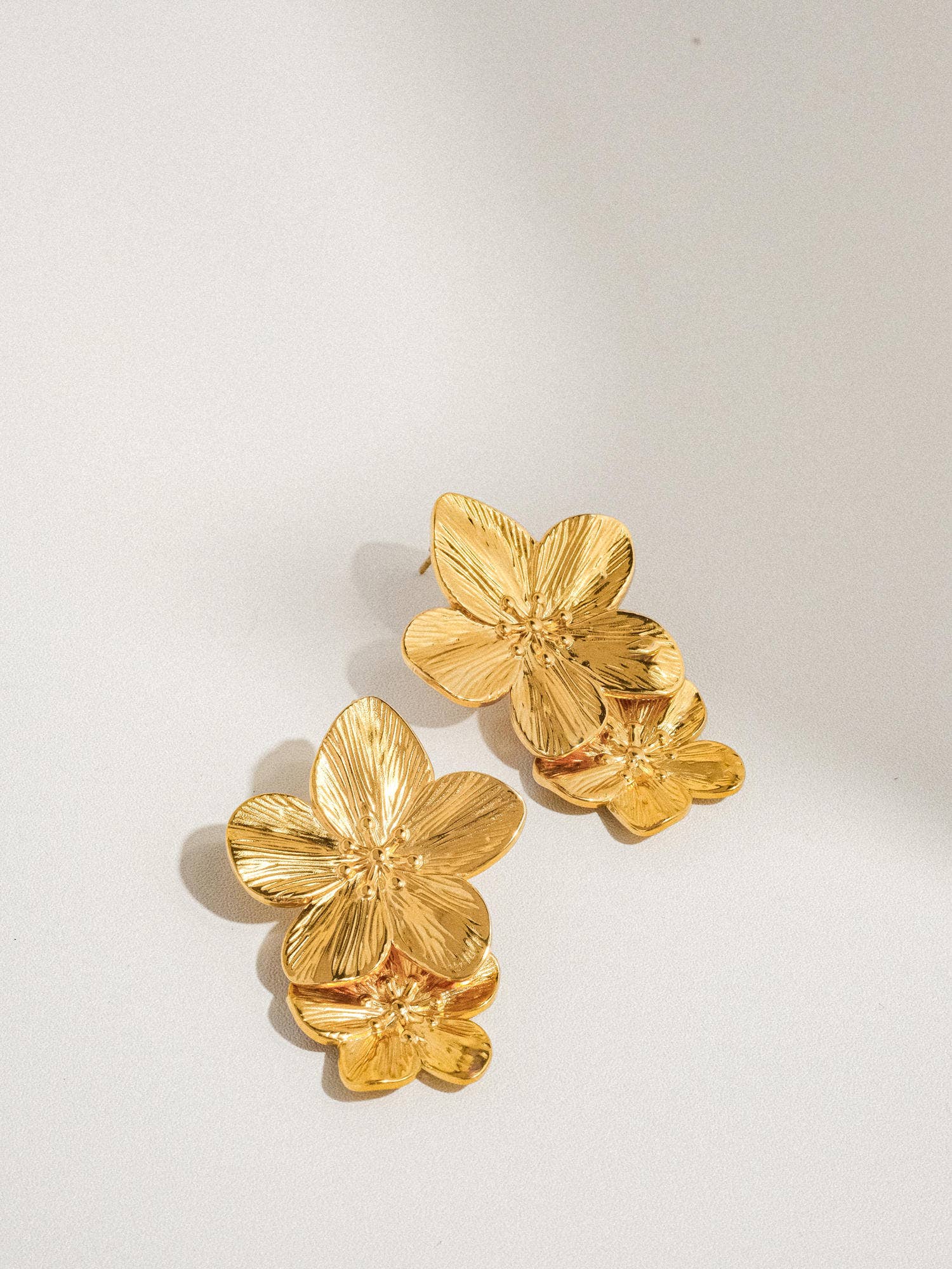 Image of Ivy 18K Gold Statement Stacked Flower Earring