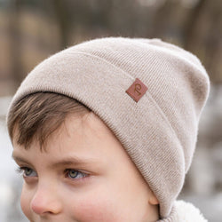 Image of menique - Kids' Beanie Knitted Merino & Cashmere: 3-10 years / Light gray