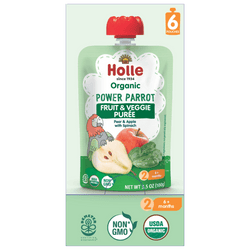 Image of Holle Baby Food Pouches - Organic Fruit & Veggie Puree - Power Parrot
