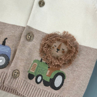 Viverano Organics - Lion Farm Truck Knit Baby Hooded Jacket (Organic Cotton)