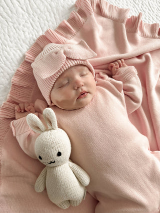 Classic Bow Beanie - Powder Pink