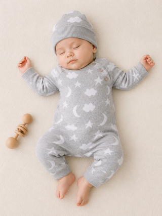 Viverano Organics - Moon & Stars Dream Knit Jumpsuit Romper (Organic Cotton)