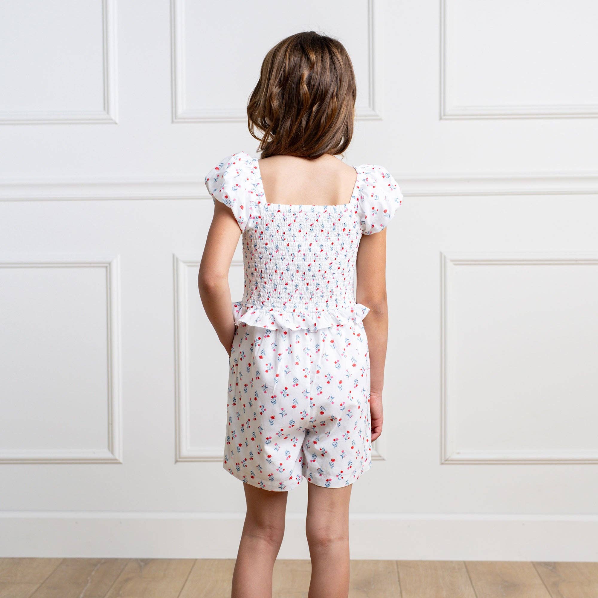 Hope and Henry - Organic Puff Sleeve Smocked Romper